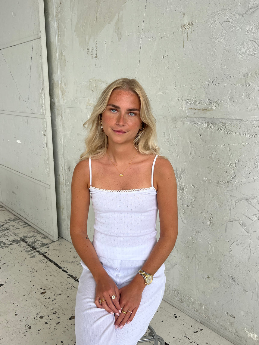 Kaya pointelle top - Hvid