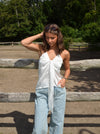 Blair satin binde top - Hvid
