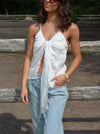 Blair satin binde top - Hvid
