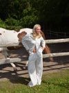 Alina bukser med hvide striber - Hvid