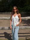 Blair satin binde top - Hvid