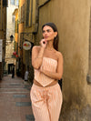Aura stribet top - Orange/hvid