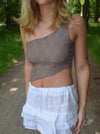 Merle one shoulder top med blonde - Brun