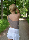 Merle one shoulder top med blonde - Brun