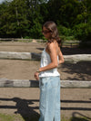 Blair satin binde top - Hvid