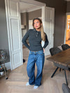 Sessa lavtaljede jeans - Blå denim