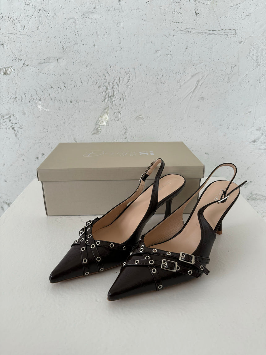 Kandy slingback stiletter - Brun