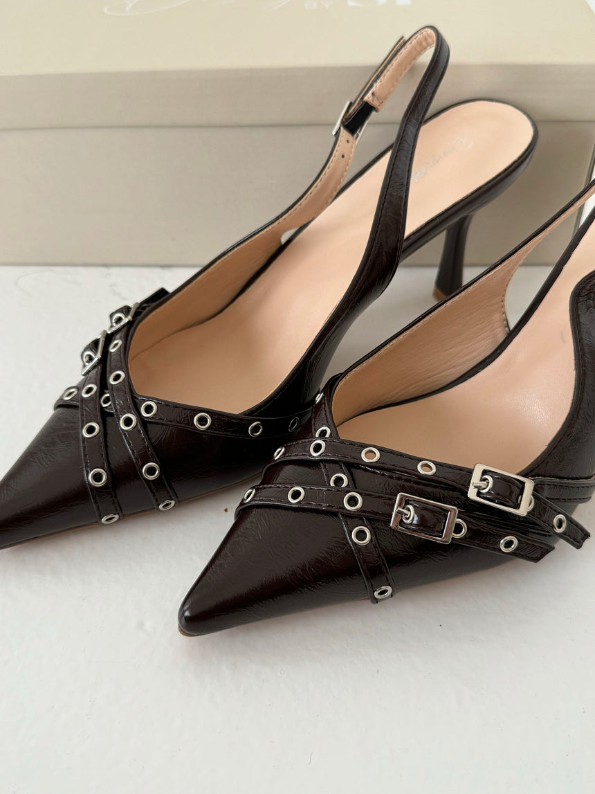 Kandy slingback stiletter - Brun