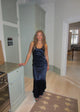 Jeanne satin kjole - Navy