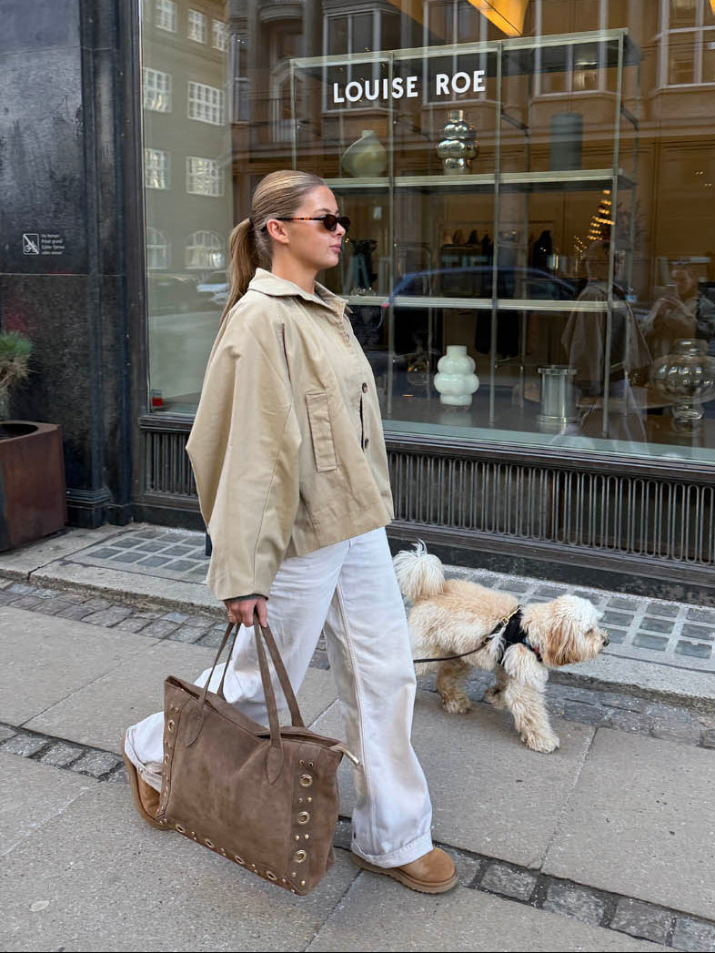 Lenaya jakke med denimryg - Beige