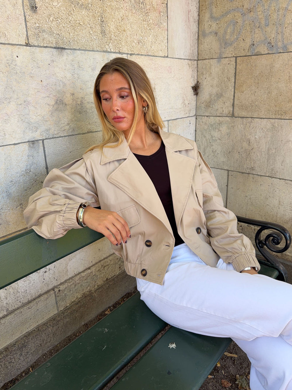 Millie cropped trenchcoat - Beige