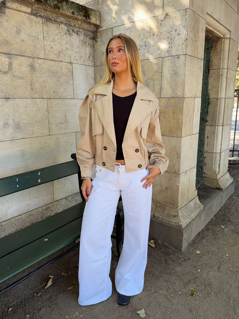 Millie cropped trenchcoat - Beige