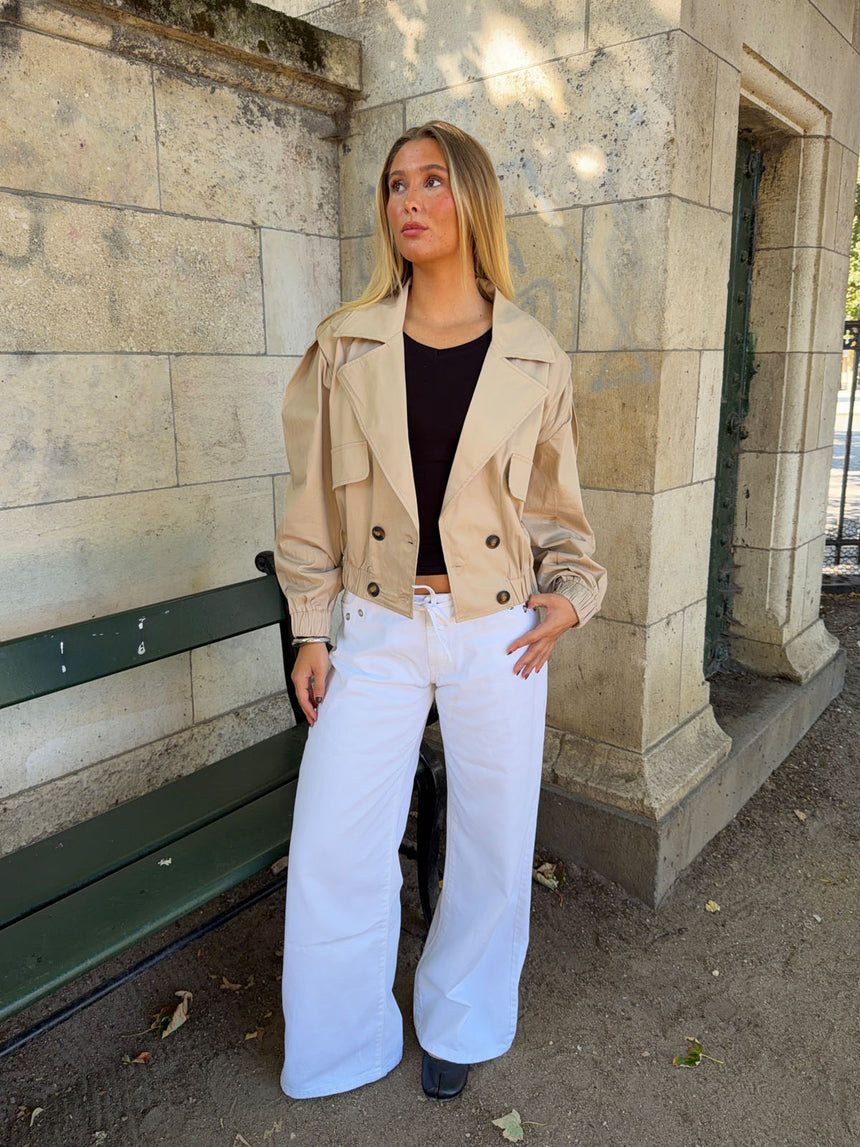 Millie cropped trenchcoat - Beige