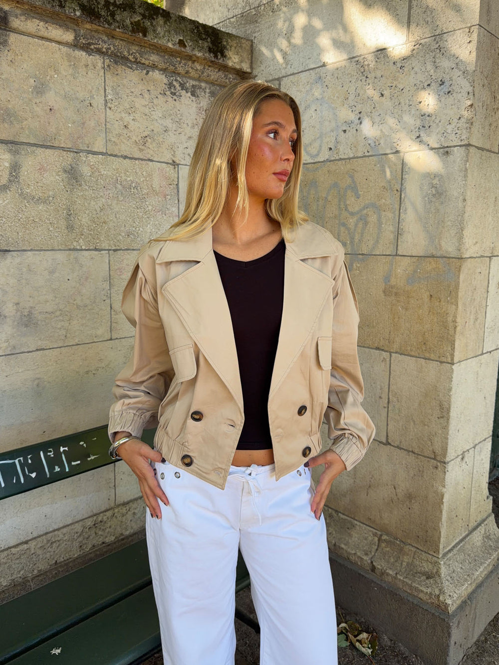 Millie cropped trenchcoat - Beige