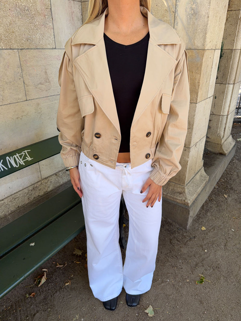 Millie cropped trenchcoat - Beige