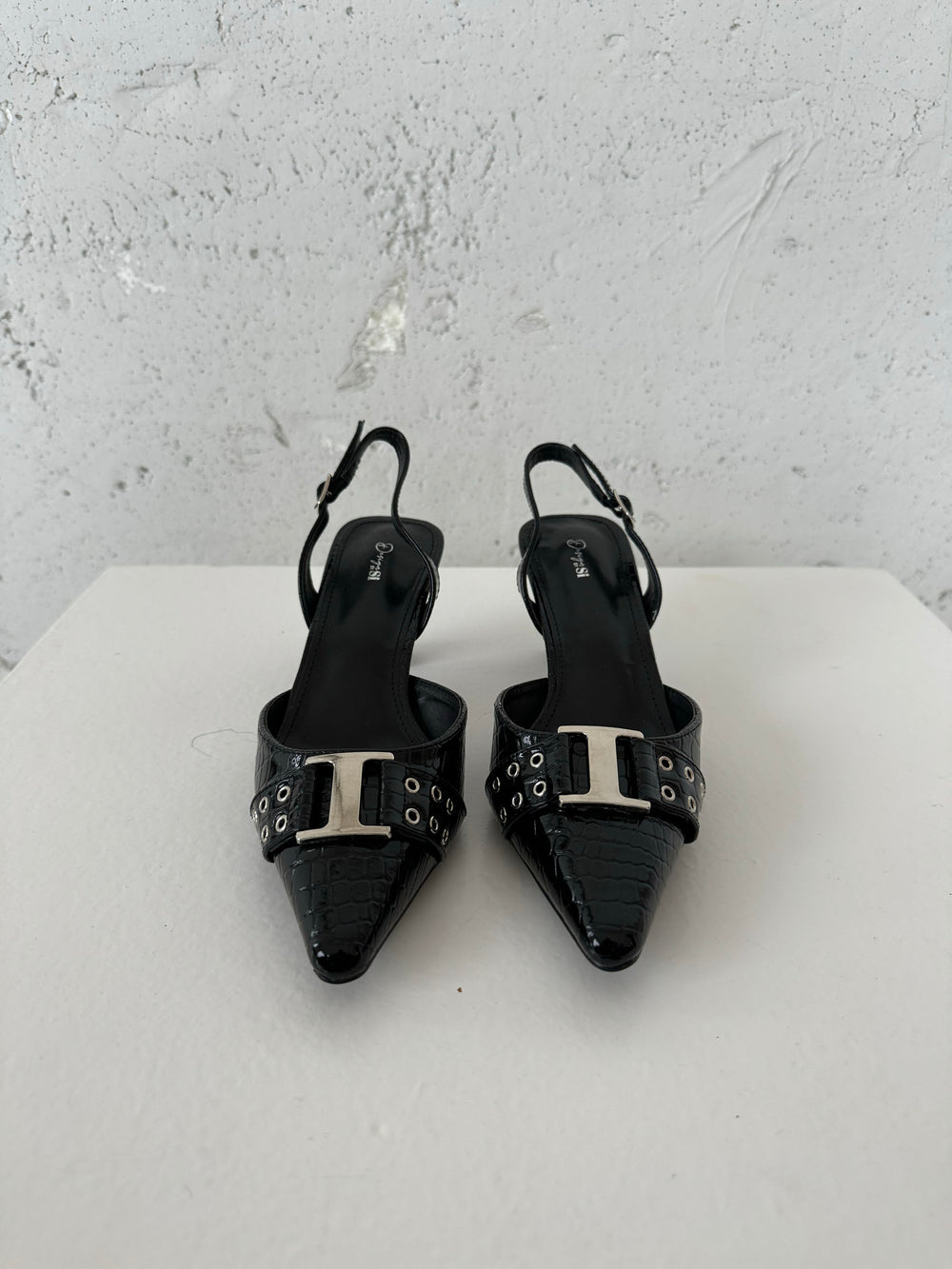 Nida slingback stiletter med spænde - Sort