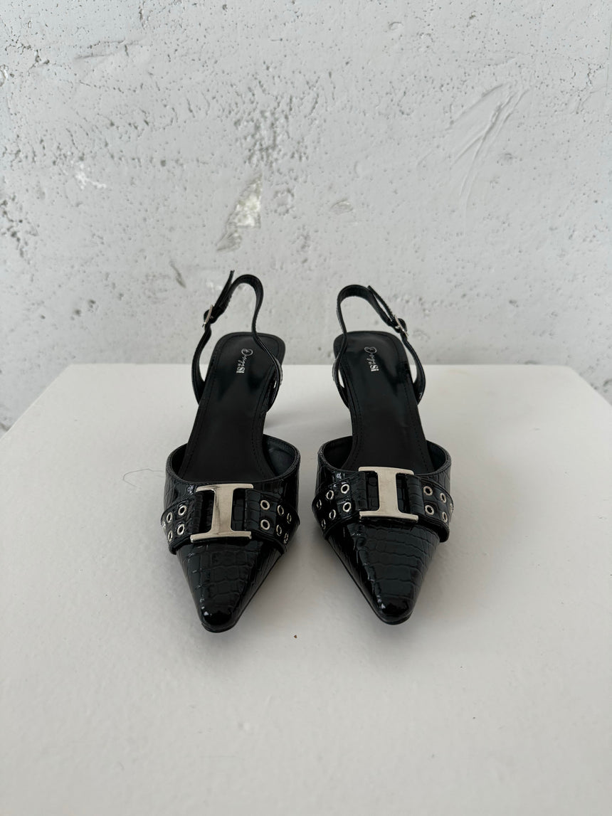 Nida slingback stiletter med spænde - Sort