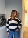 Margoth polo strik med striber - Hvid/navy
