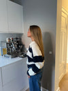 Margoth polo strik med striber - Hvid/navy