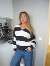Margoth polo strik med striber - Hvid/navy