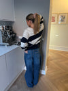 Margoth polo strik med striber - Hvid/navy