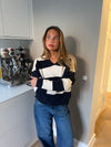 Margoth polo strik med striber - Hvid/navy