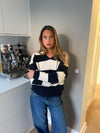 Margoth polo strik med striber - Hvid/navy