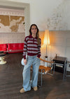 Tessa polo bluse - Rød/hvid/lyseblå