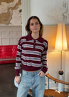 Tessa polo bluse - Rød/hvid/lyseblå