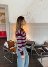 Tessa polo bluse - Rød/hvid/lyseblå