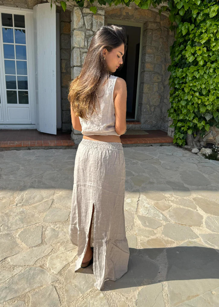 Nathalia nederdel i hør - beige