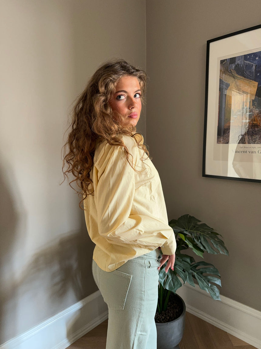 Liva skjorte med striber - Gul/hvid