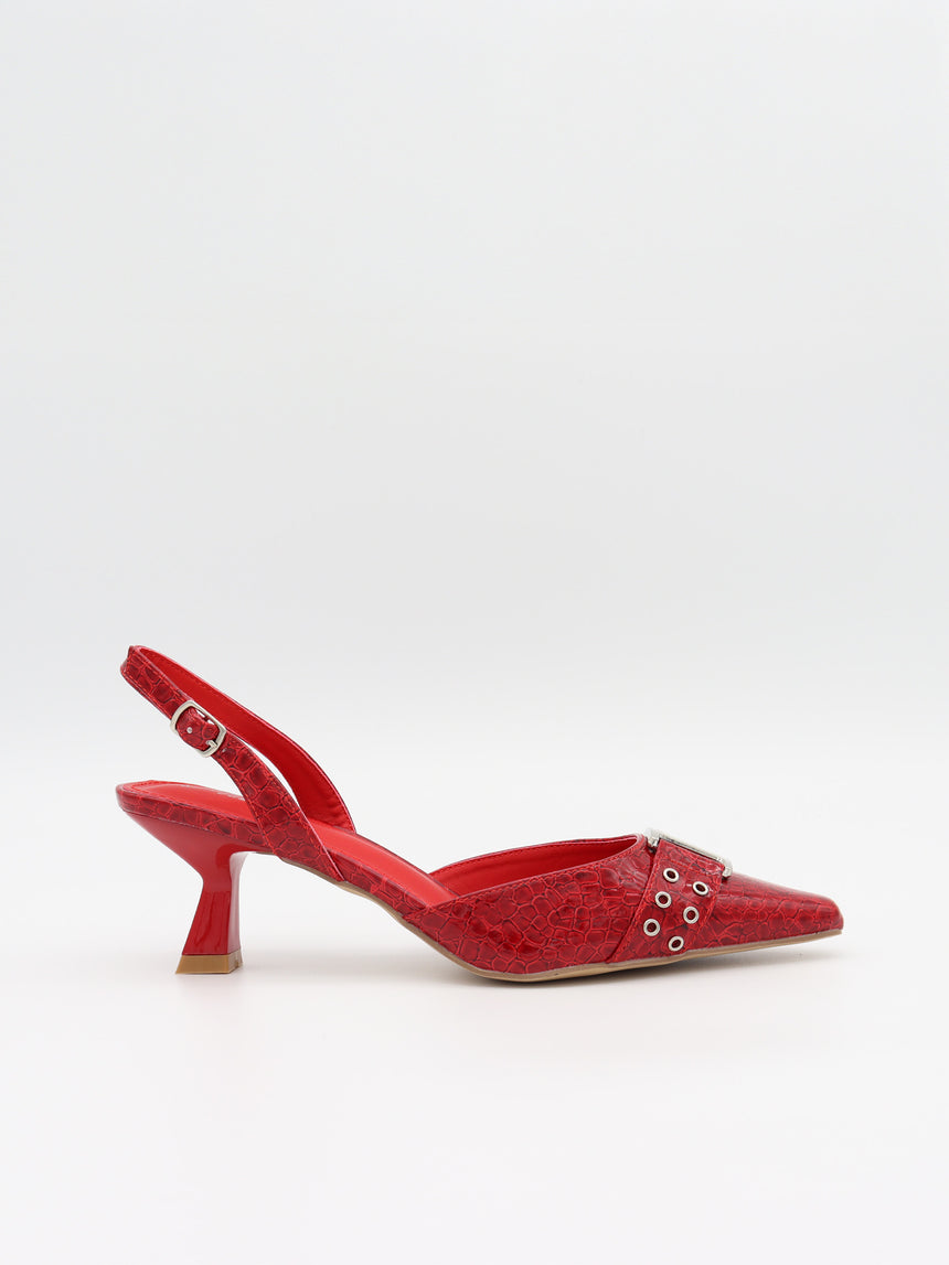 Nida slingback stiletter med spænde - Rød