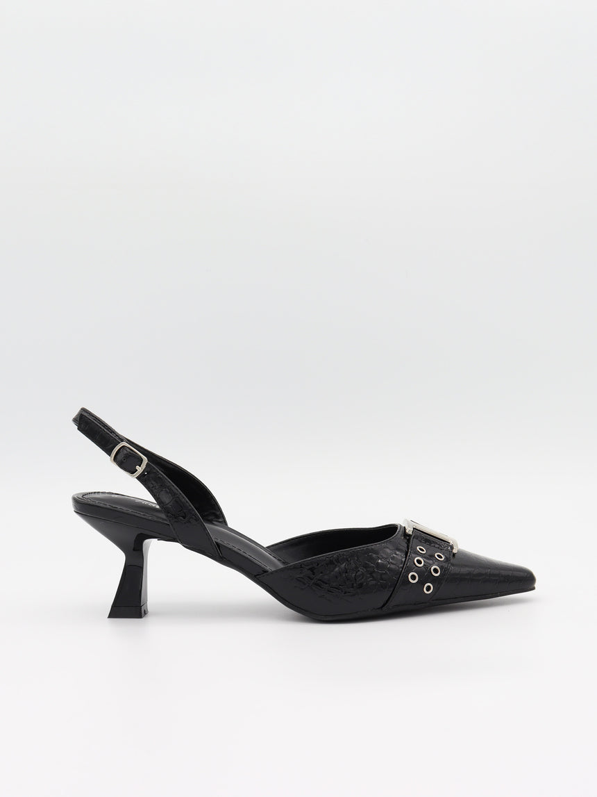Nida slingback stiletter med spænde - Sort