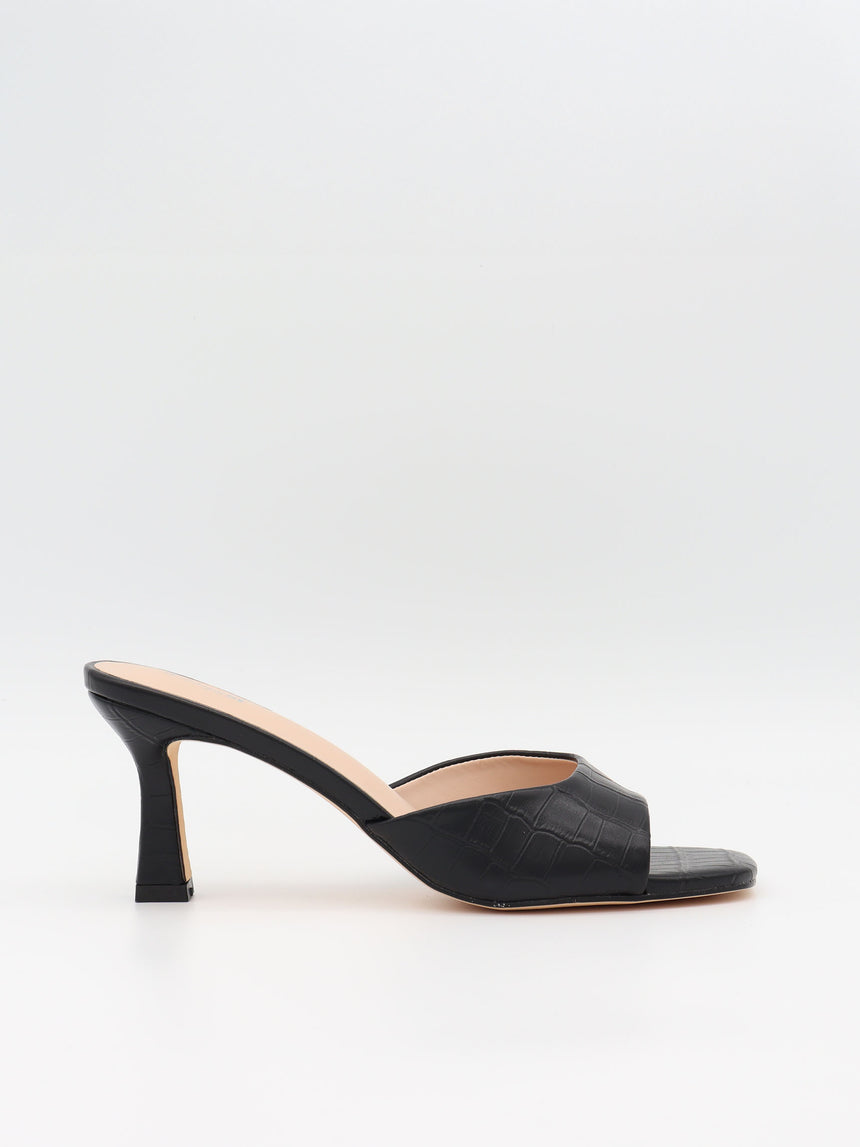 Christie sandaler med hæl i slangeskind  - Sort