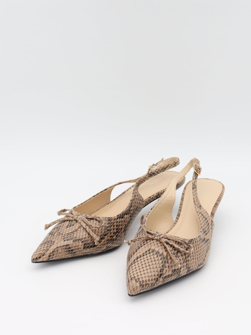 Mojsa mules med slangskin - Beige