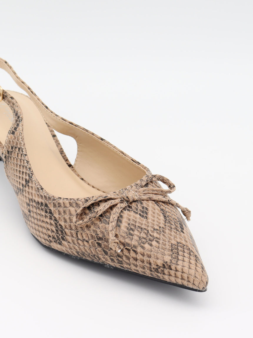 Mojsa mules med slangskin - Beige