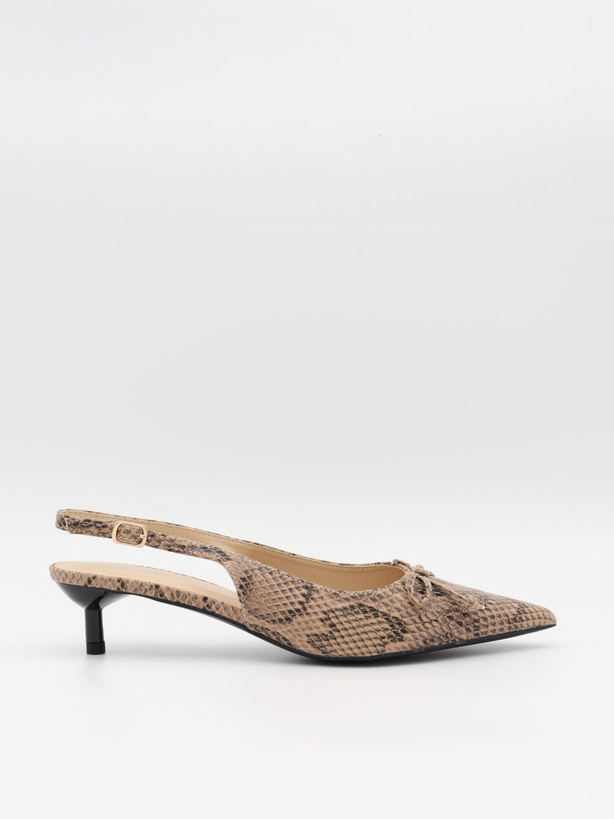 Mojsa mules med slangskin - Beige