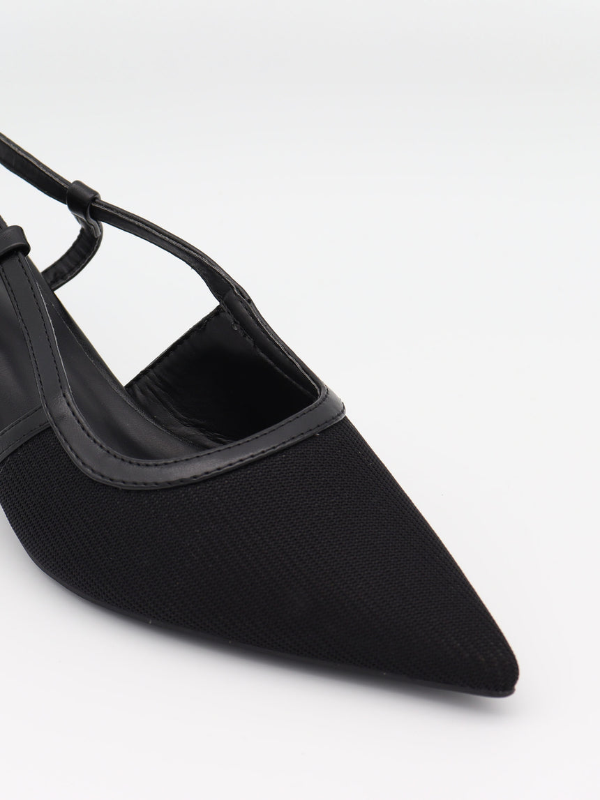 Suzanne slingback hæle med detaljer - Sort