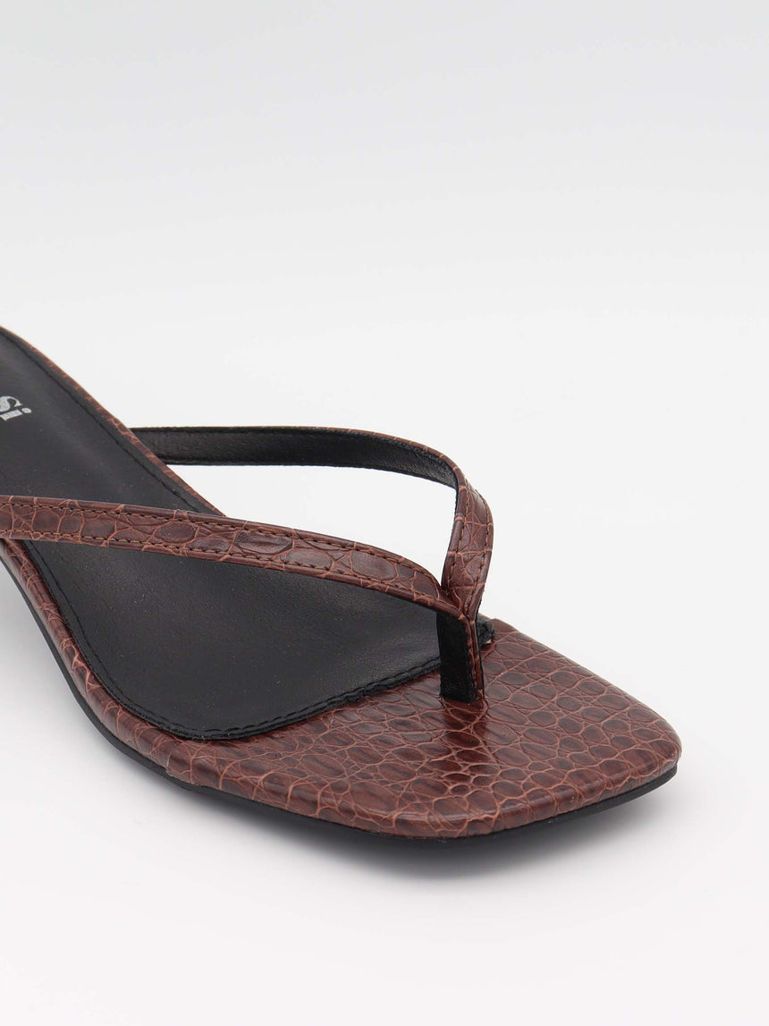 Safine mules med krokodilleprint - Brun