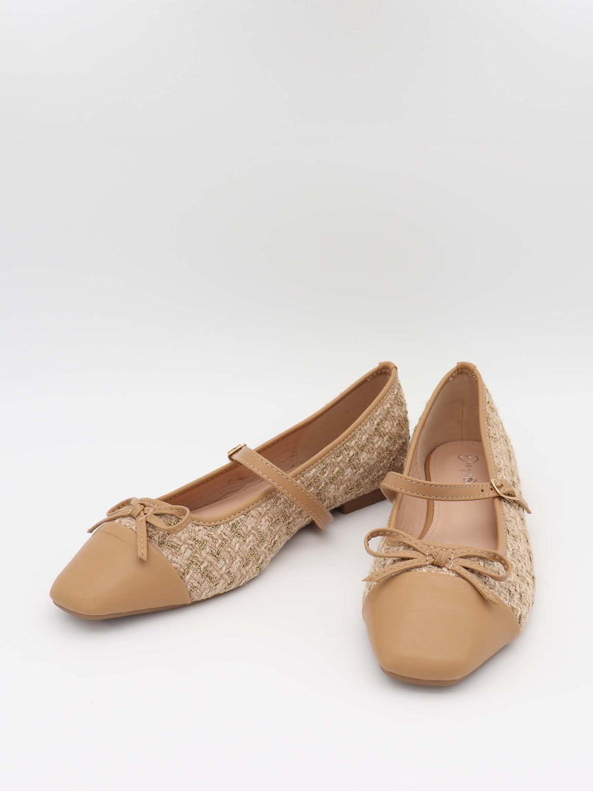 Cassadrina ballerinaer med detaljer - Beige