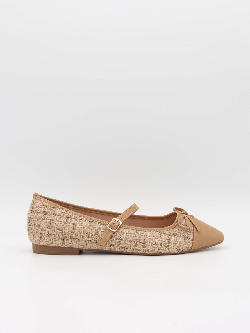 Cassadrina ballerinaer med detaljer - Beige