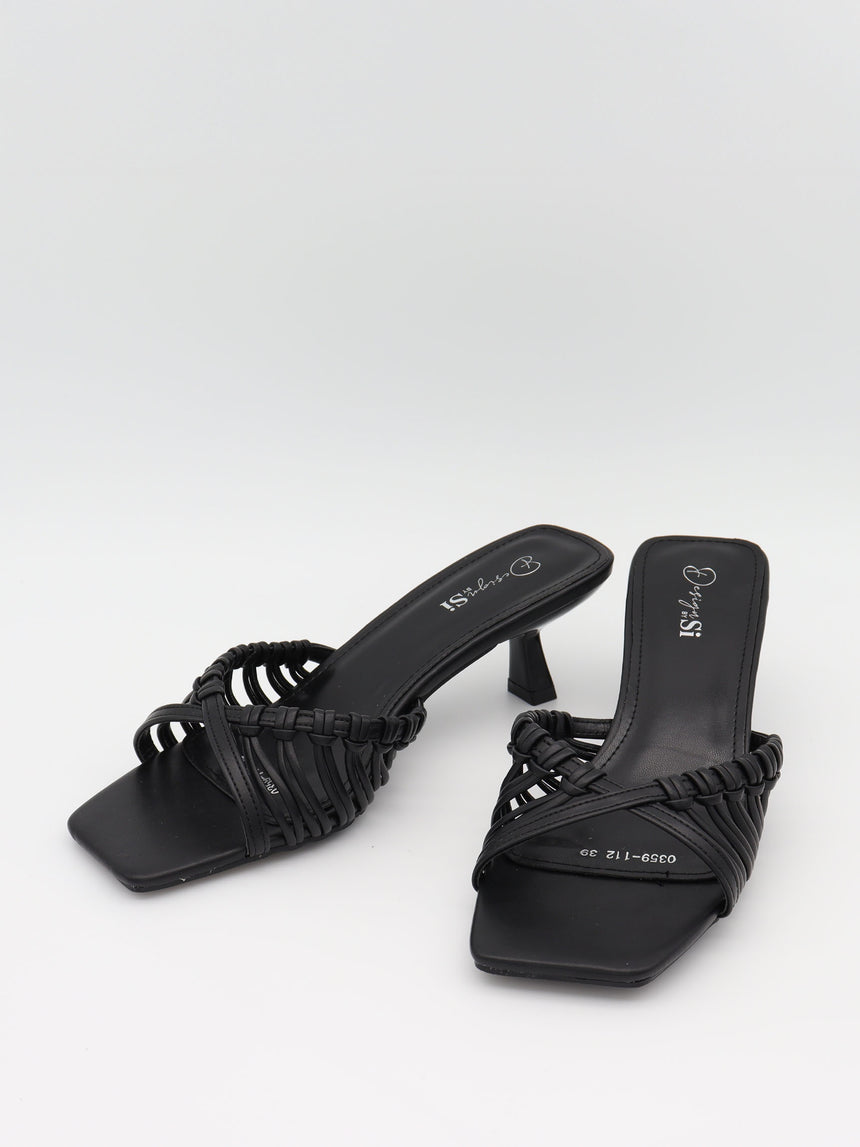 Elba mules med fletdetaljer - Sort