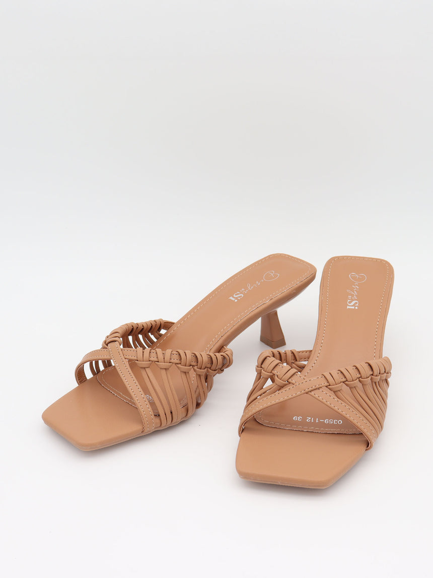 Elba mules med fletdetaljer - Beige