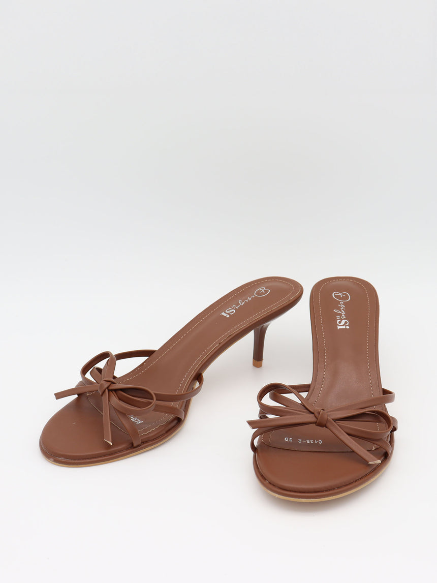 Anna mules med sløjfedetalje - Brun