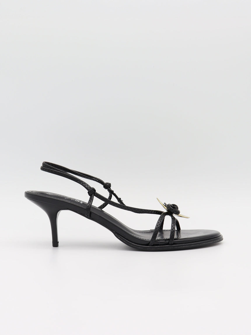 Maja mules med guld- og sløjfedetalje - Sort/guld