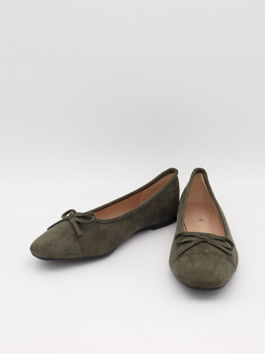 Fione ballerinaer i ruskind - Kaki