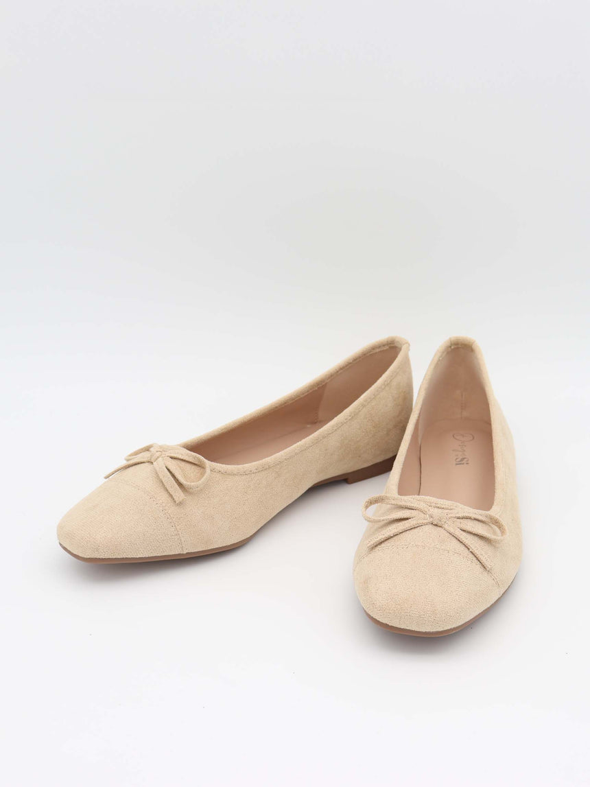 Fione ballerinaer i ruskind - Beige