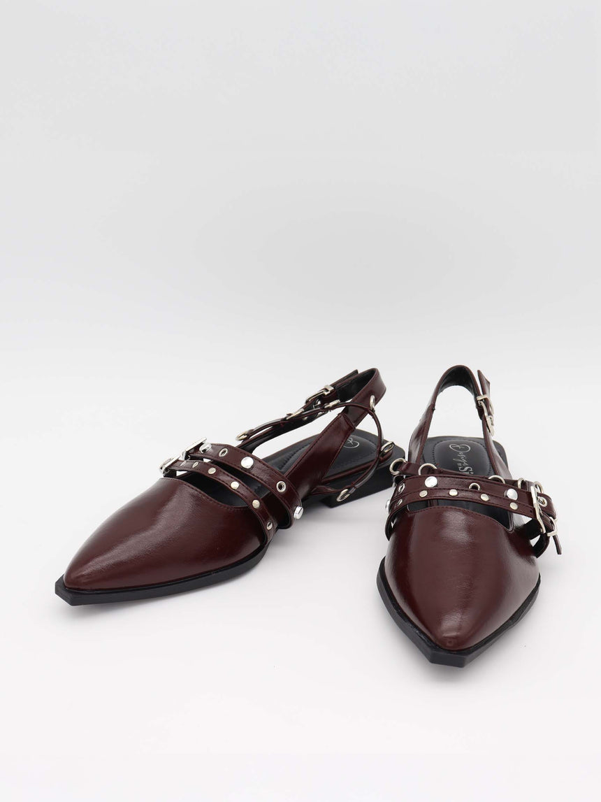 Saga slingback sandaler med spændedetaljer - Mørkerød