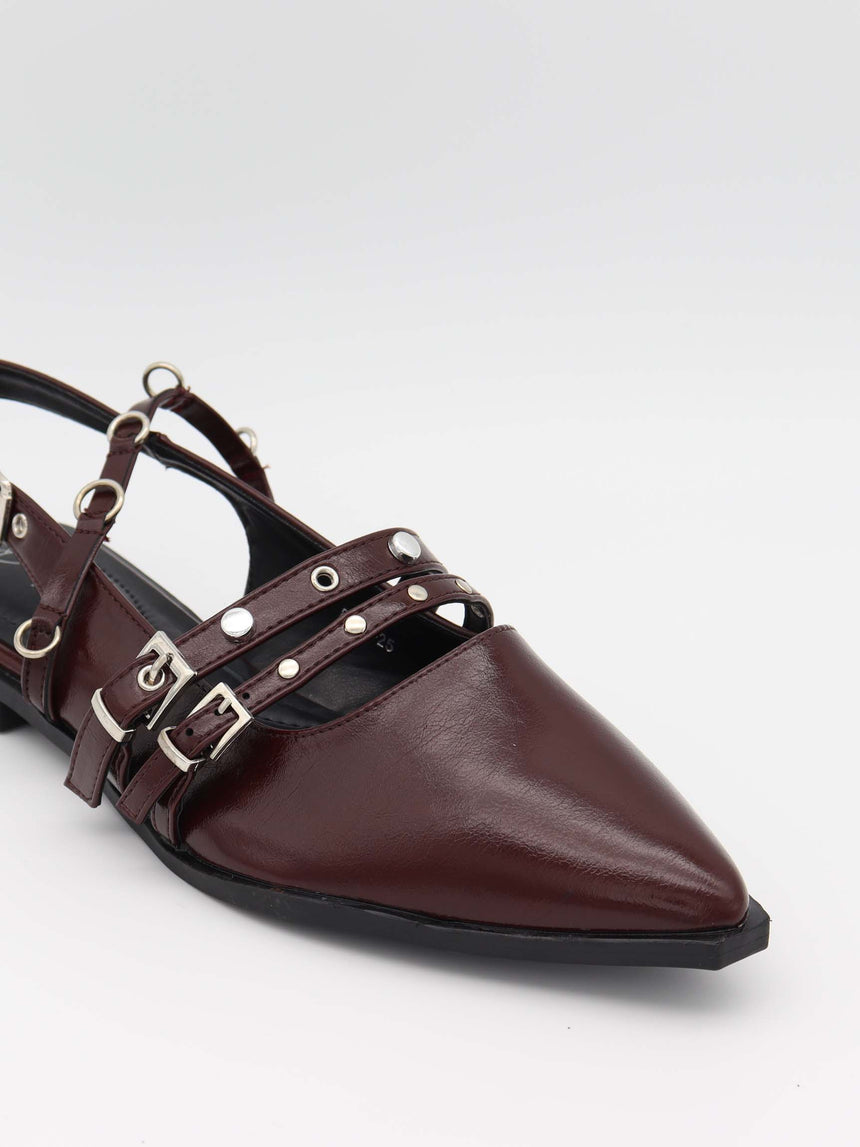 Saga slingback sandaler med spændedetaljer - Mørkerød